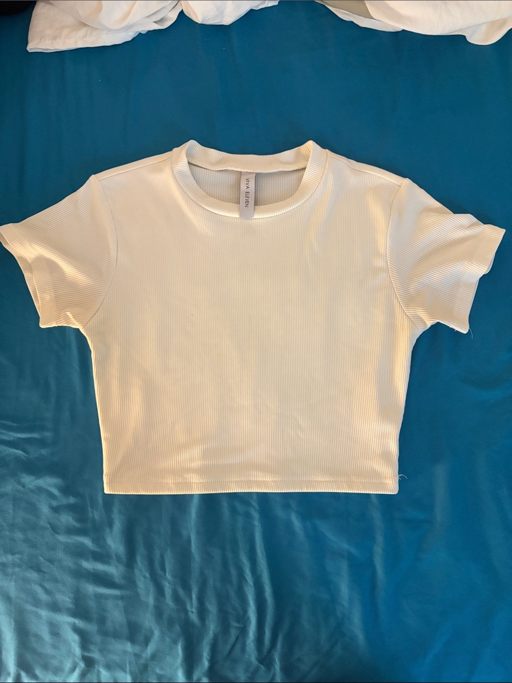 Ribbed Crewneck Crop Top - White
